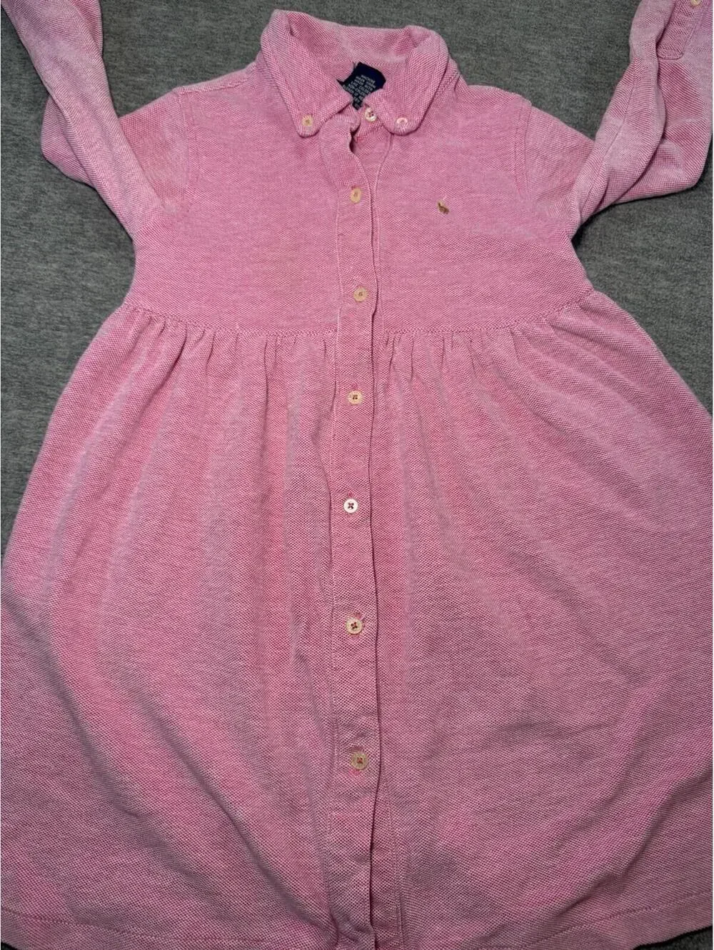 Ralph Lauren Toddler Girls Knit Dress-Pink/Long sleeve/4T/Preppy/Button Down